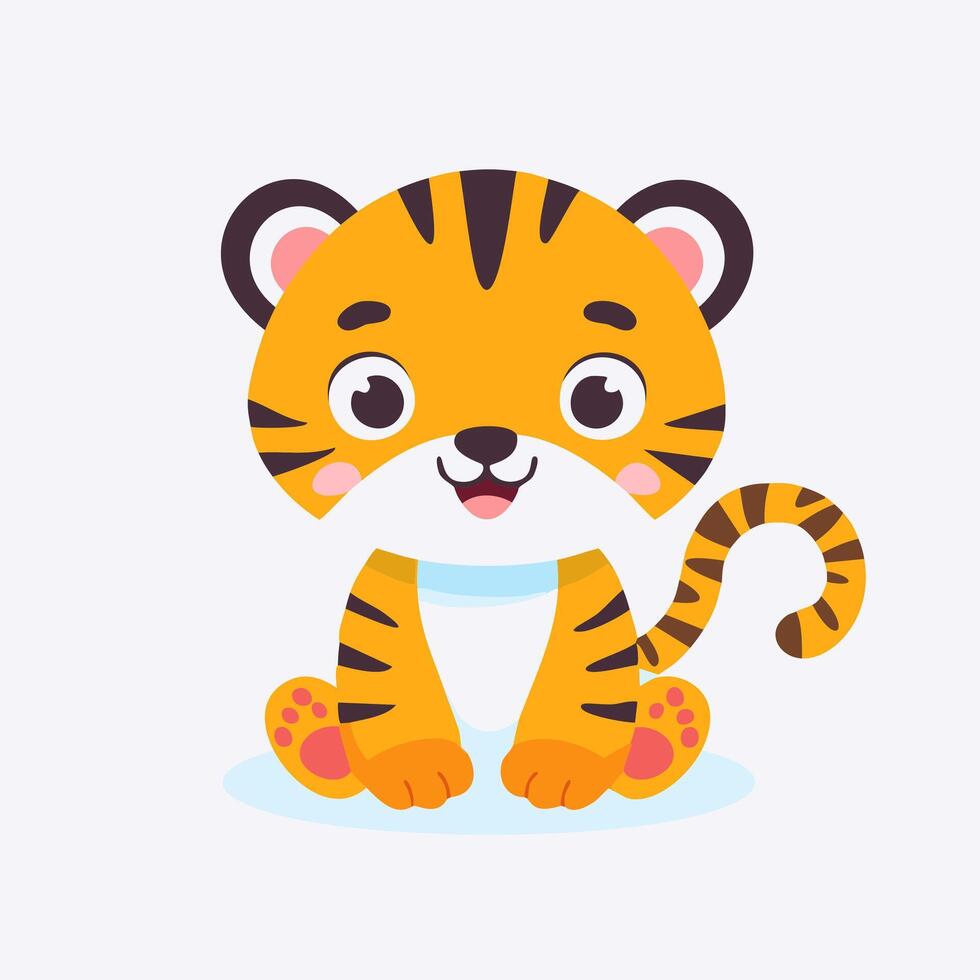 Tiger Cute Small Cartoon Baby Animal vector