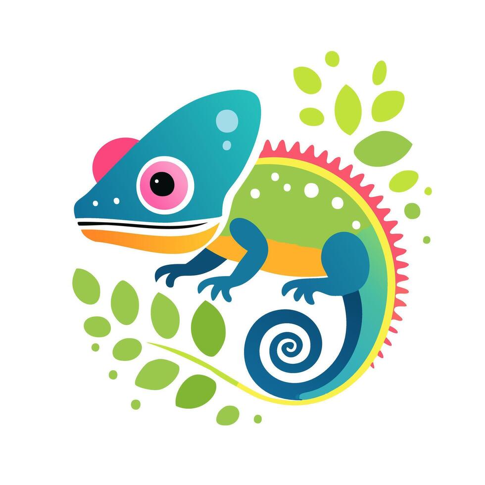Chameleon Cute Small Cartoon Animal Character vector