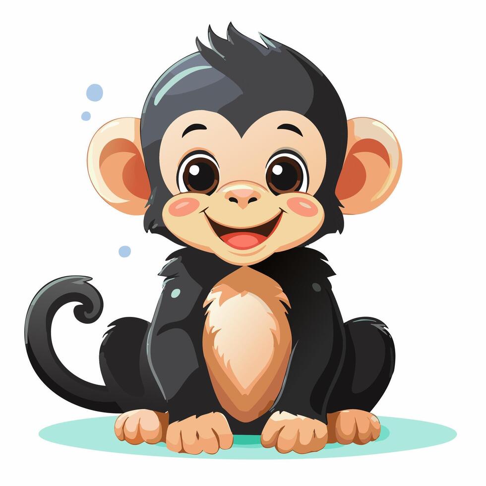 Monkey Cute Small Cartoon Baby Character vector