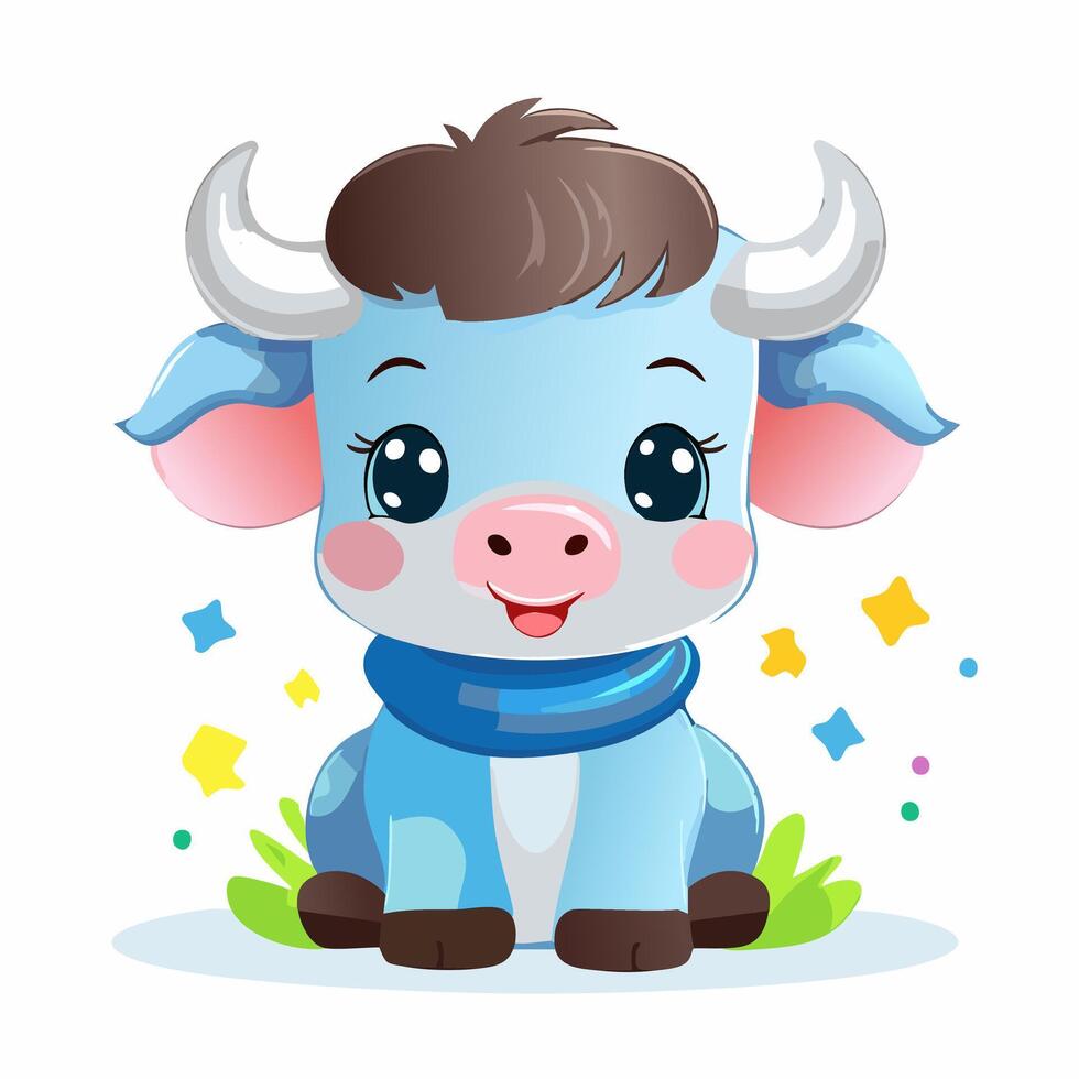 Buffalo Cute Small Cartoon vector