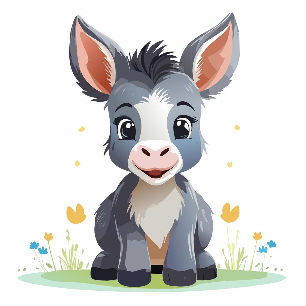Donkey Cute Small Cartoon Baby vector