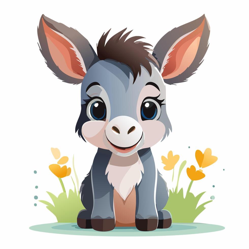 Donkey Cute Small Cartoon vector