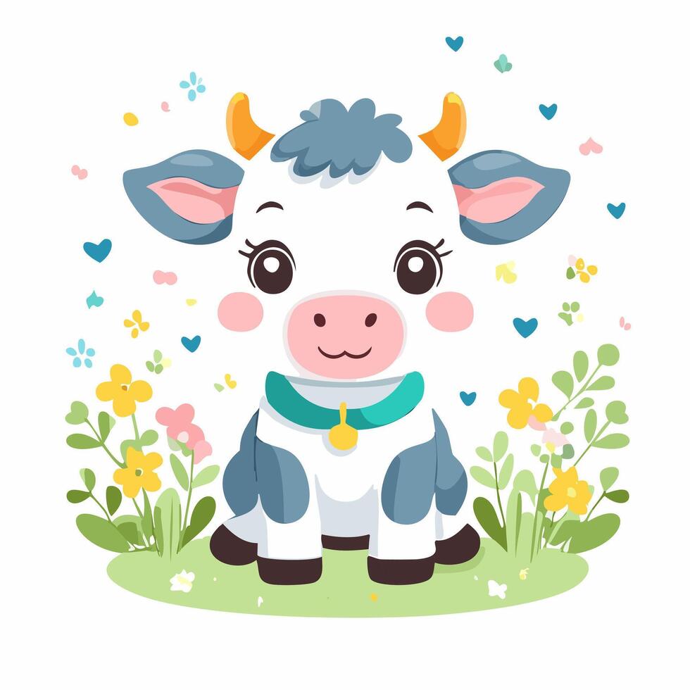 Cow Cute Small Cartoon Baby vector