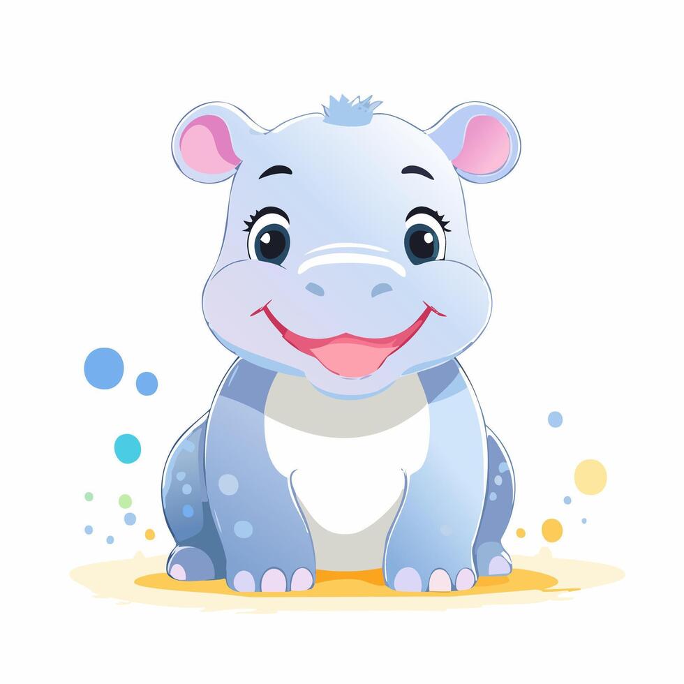 Hippopotamus Hippo Cute Small Cartoon Baby Animal vector
