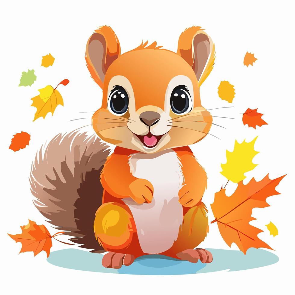 Squirrel Cute Small Cartoon Animal Character vector
