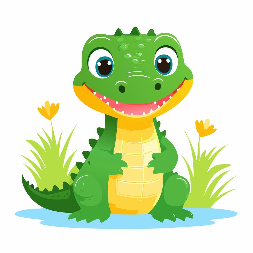 Crocodile Cute Small Cartoon Baby Character vector