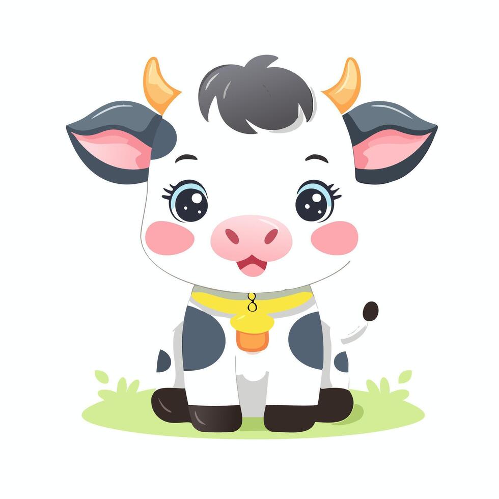 Cow Cute Small Cartoon Baby Animal vector