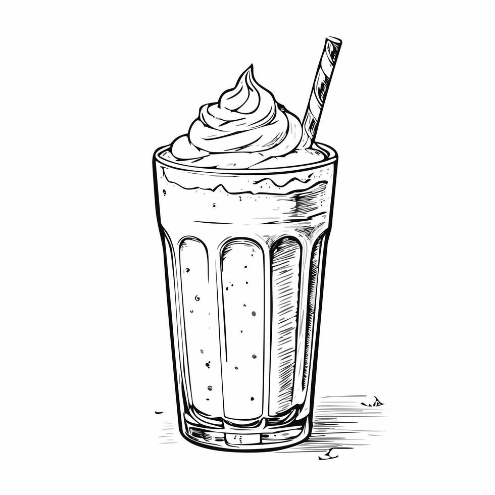 Milkshake Drink Beverage Liquid Water Sketch Style vector