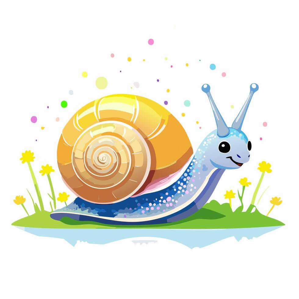 Snail Cute Small Cartoon Animal Character vector