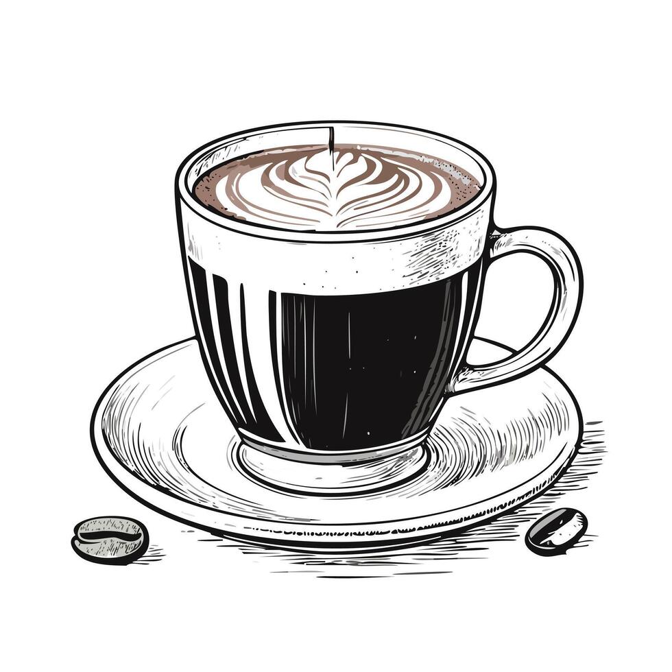 Coffee Drink Beverage Liquid Water Sketch Style vector