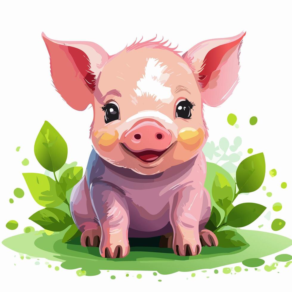 Pig Cute Small Cartoon Baby Animal vector