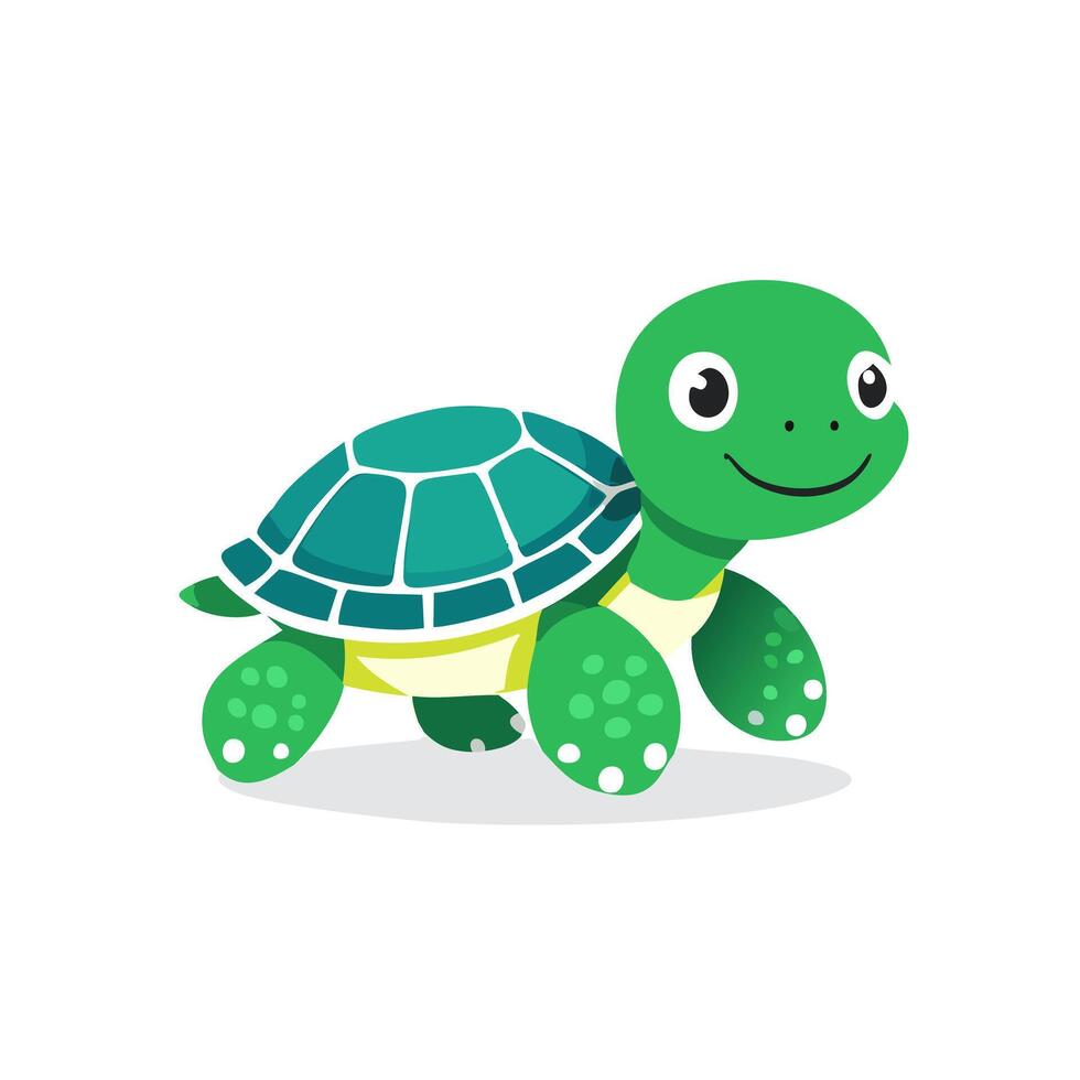 Turtle Cute Small Cartoon Animal Character vector