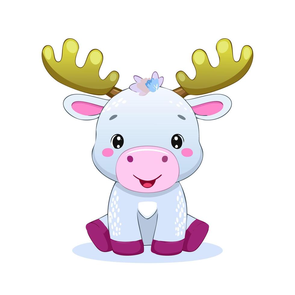 Moose Cute Small Cartoon Baby vector