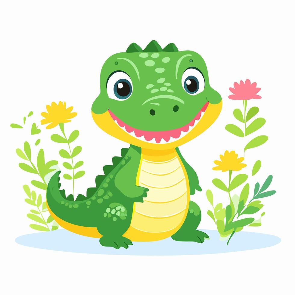 Crocodile Cute Small Cartoon vector