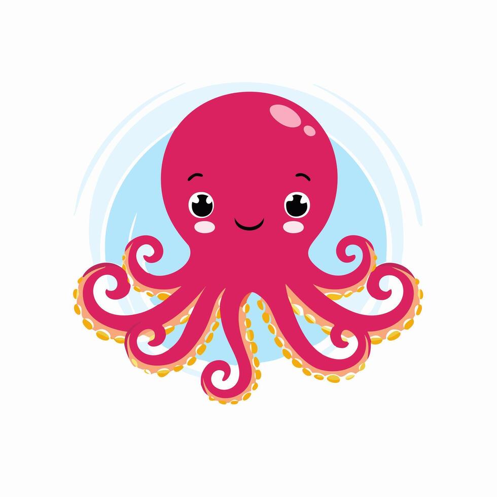 Octopus Cute Small Cartoon Animal Character vector