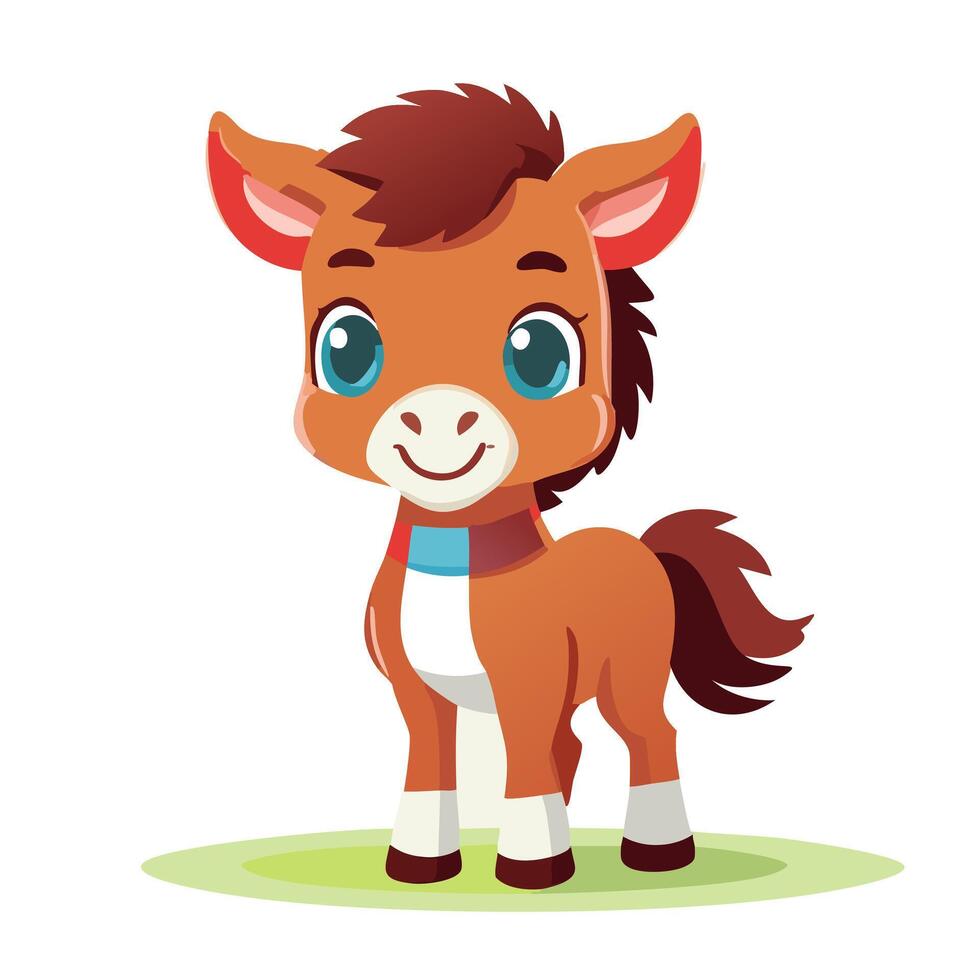 Horse Cute Small Cartoon Baby Animal vector