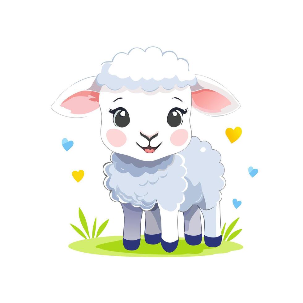 Sheep Cute Small Cartoon Baby Character vector