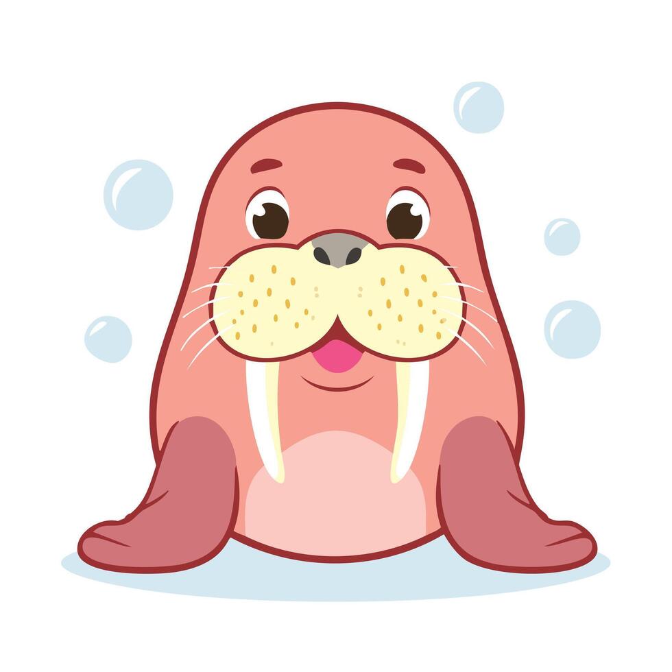 Walrus Cute Small Cartoon vector