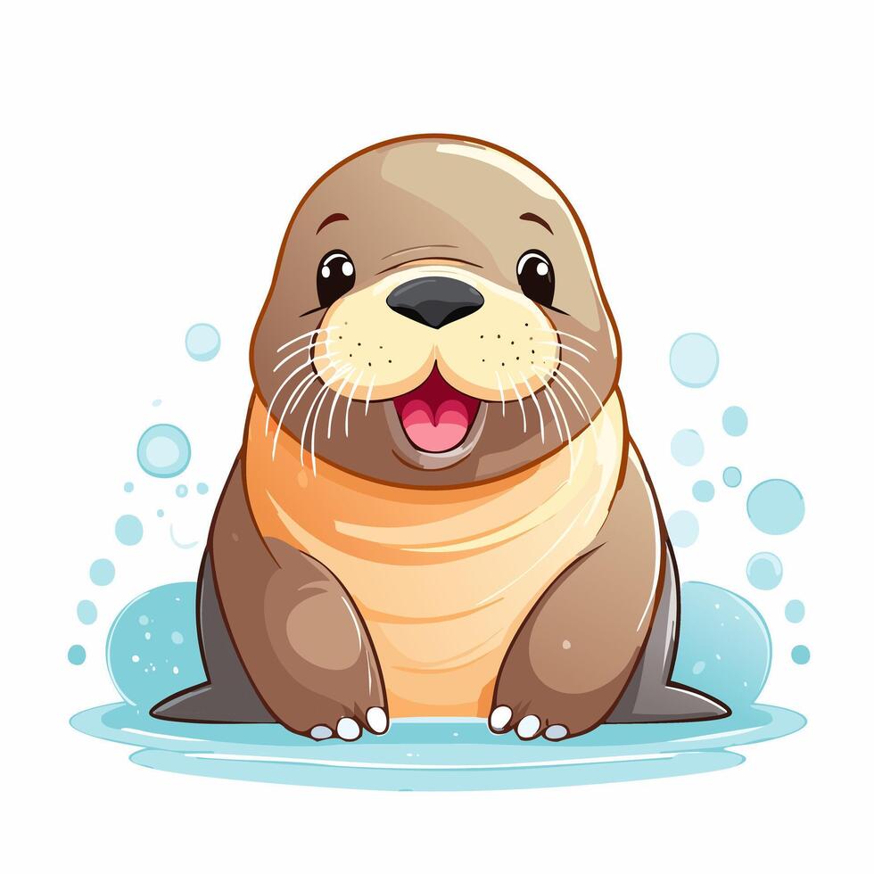 Walrus Cute Small Cartoon Baby Character vector