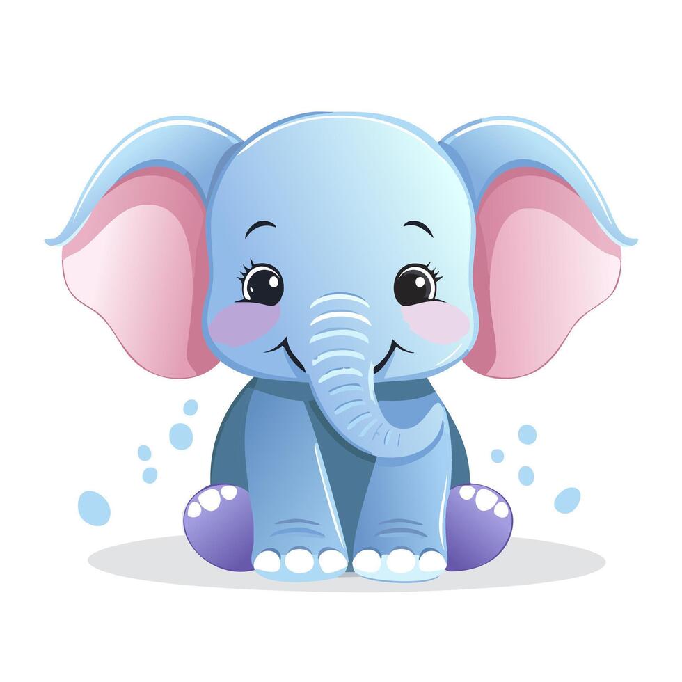 Elephant Cute Small Cartoon Baby Character vector
