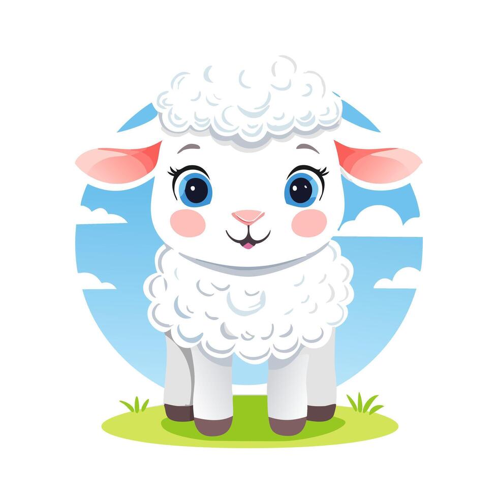 Sheep Cute Small Cartoon Baby Animal Character vector