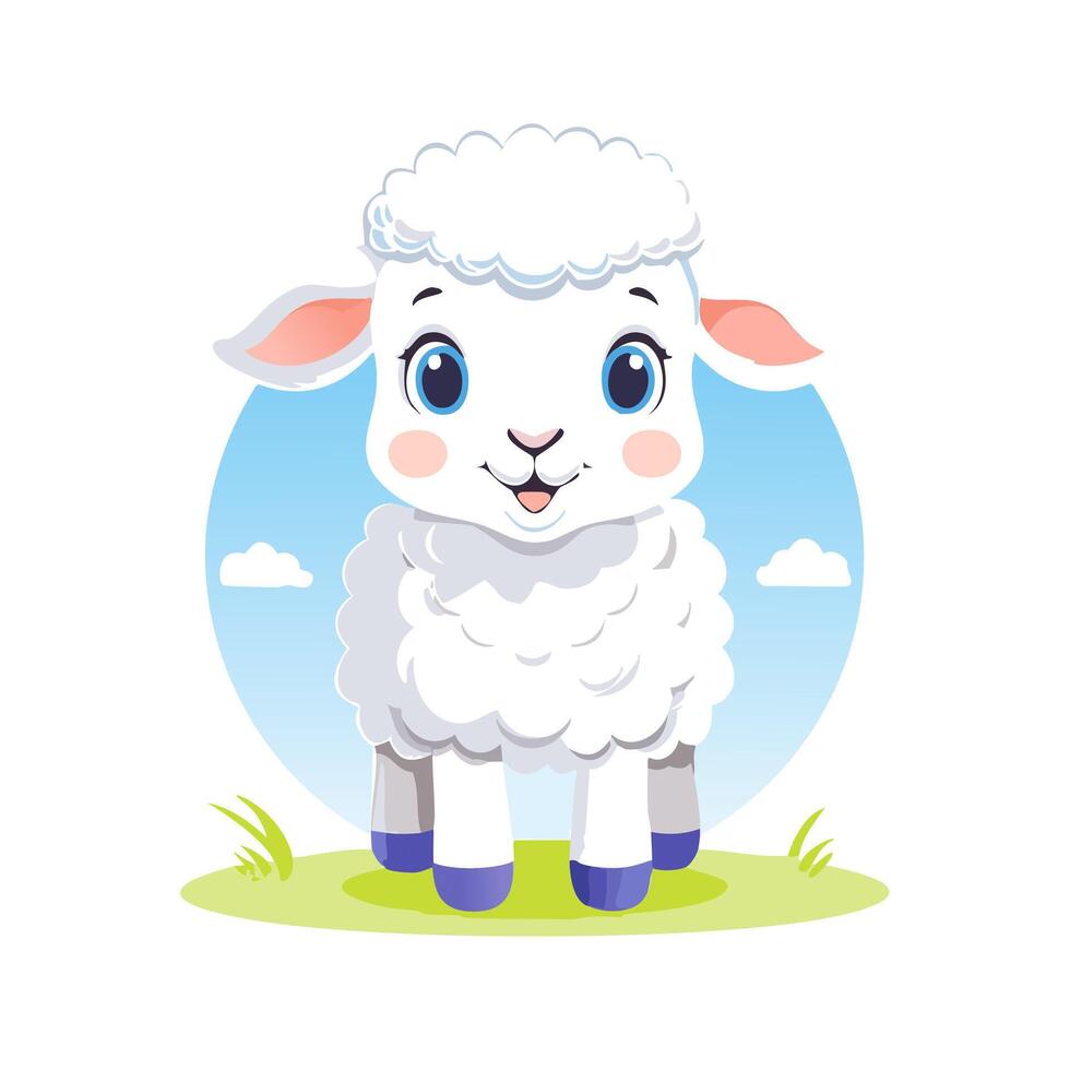Sheep Cute Small Cartoon Animal Character vector