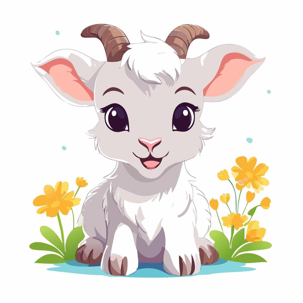 Goat Cute Small Cartoon Baby Animal vector