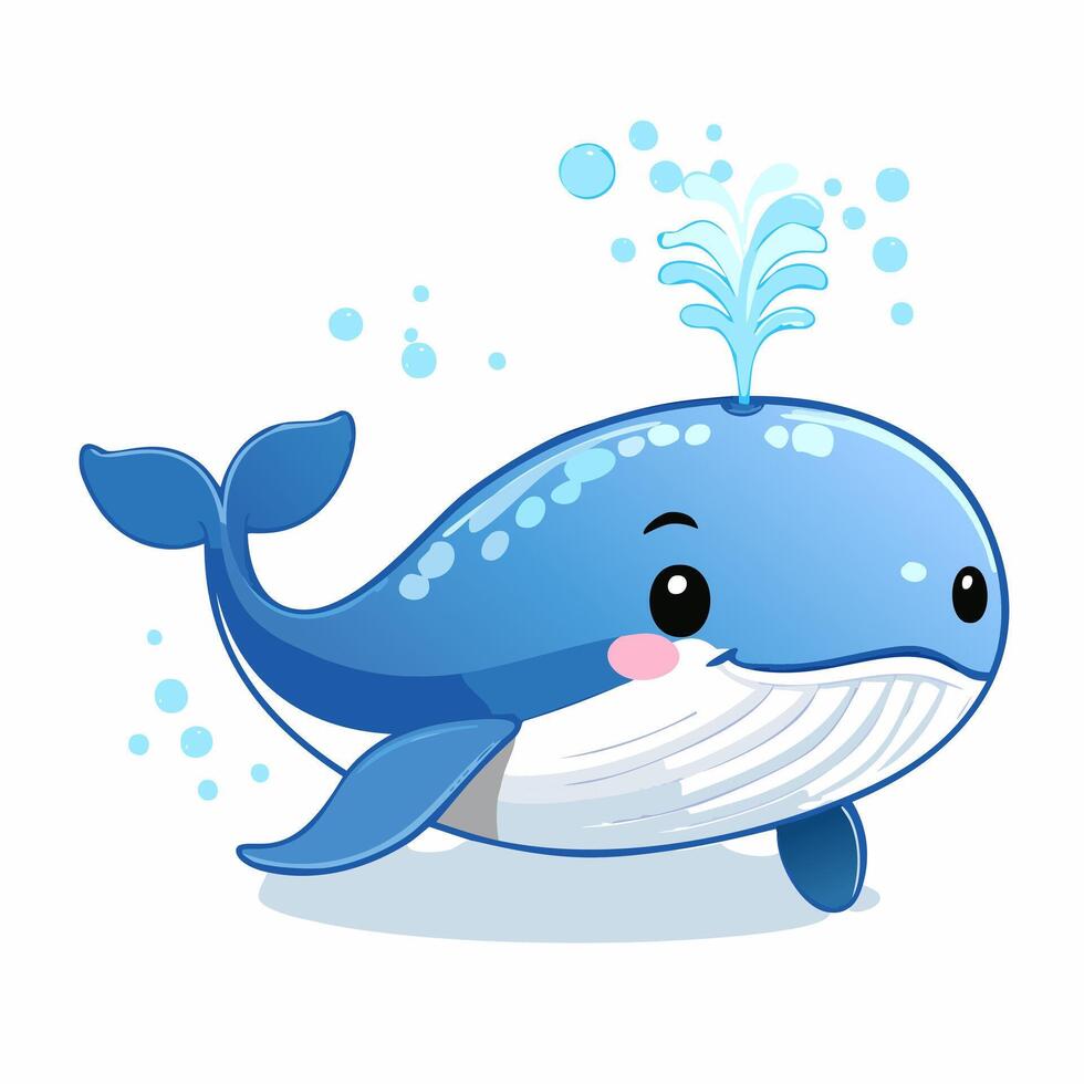 Whale Cute Small Cartoon Baby Animal Character vector
