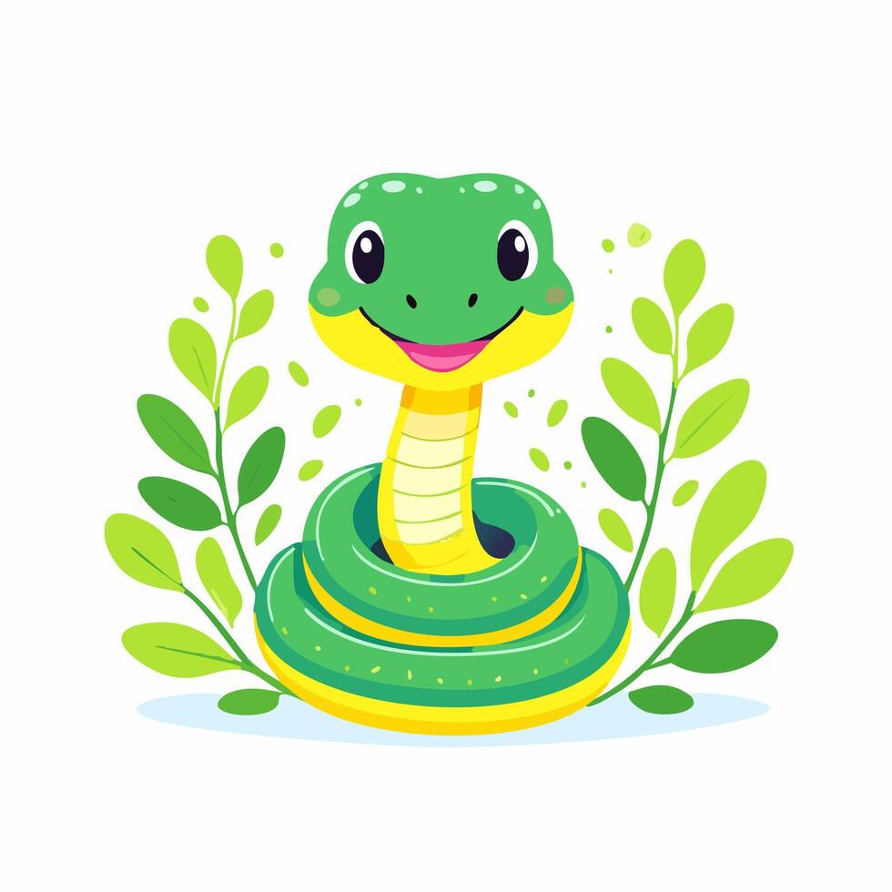 Snake Cute Small Cartoon Animal Character vector