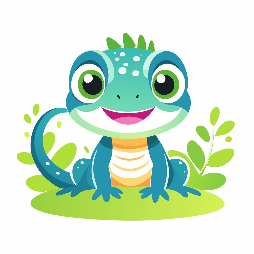 Lizard Cute Small Cartoon Baby Animal vector
