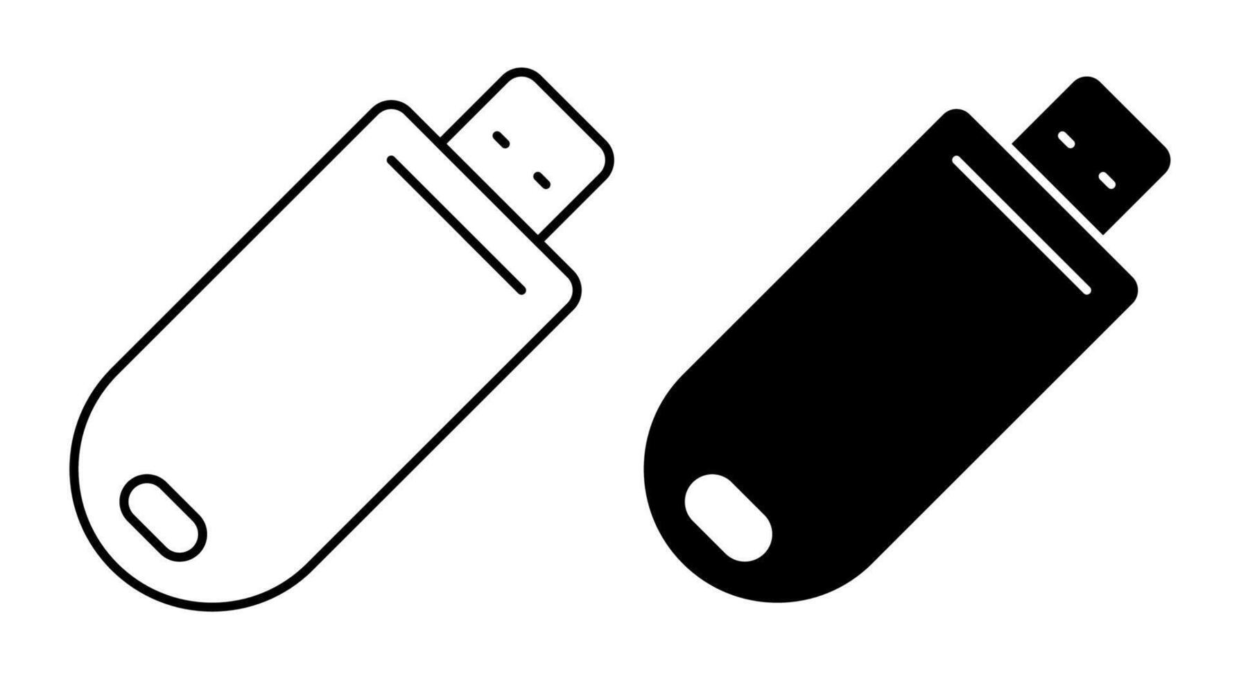 Linear icon. USB flash drive, USB memory card. Storage of information on removable media. Simple black and white isolated on white background vector