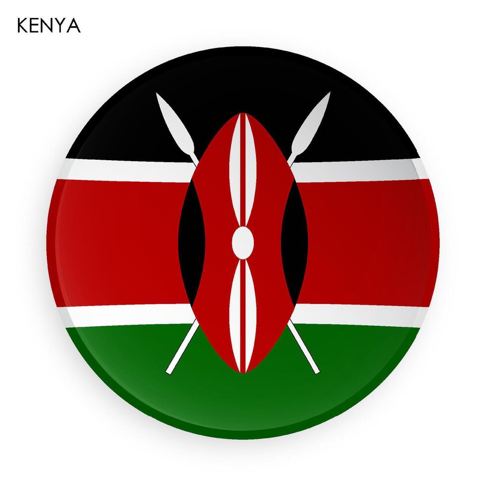 Kenya flag icon in modern neomorphism style. Button for mobile application or web. on white background vector