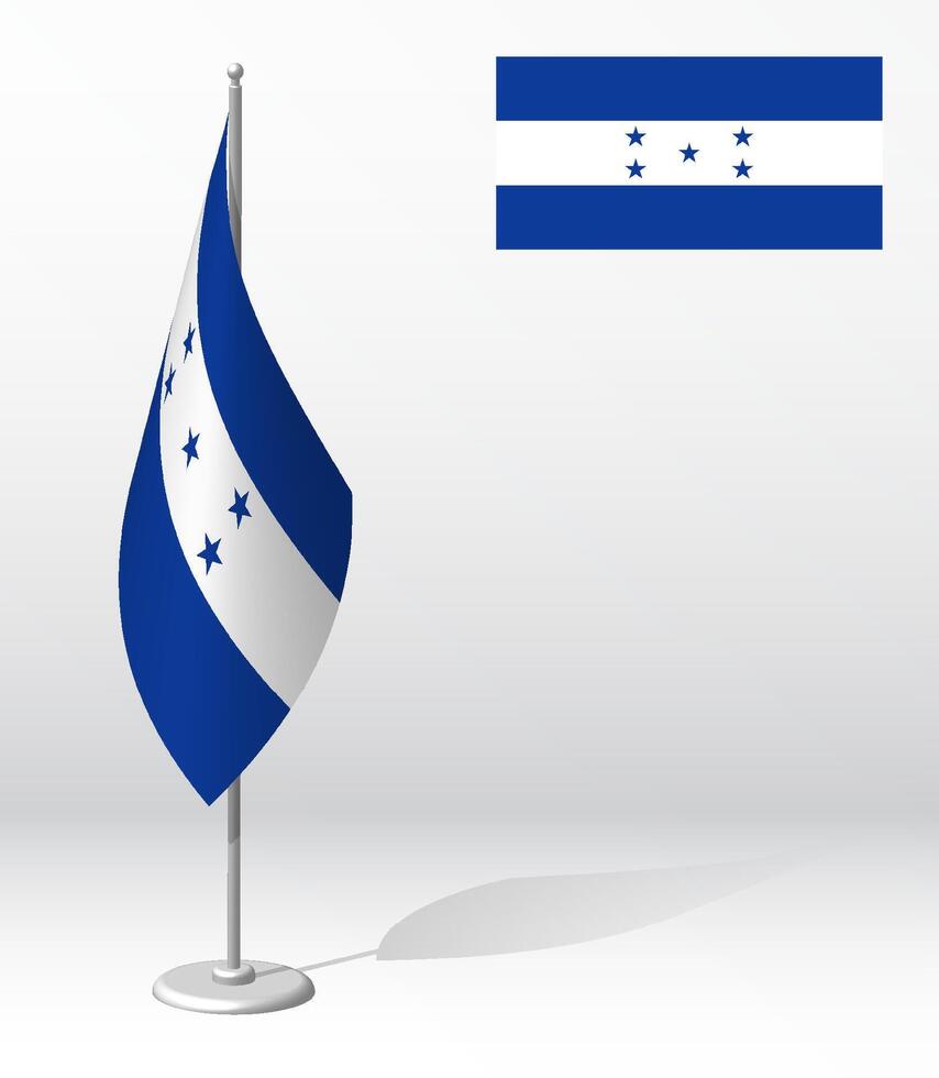 HONDURAS flag on flagpole for registration of solemn event, meeting foreign guests. National independence day of HONDURAS. Realistic 3D on white vector