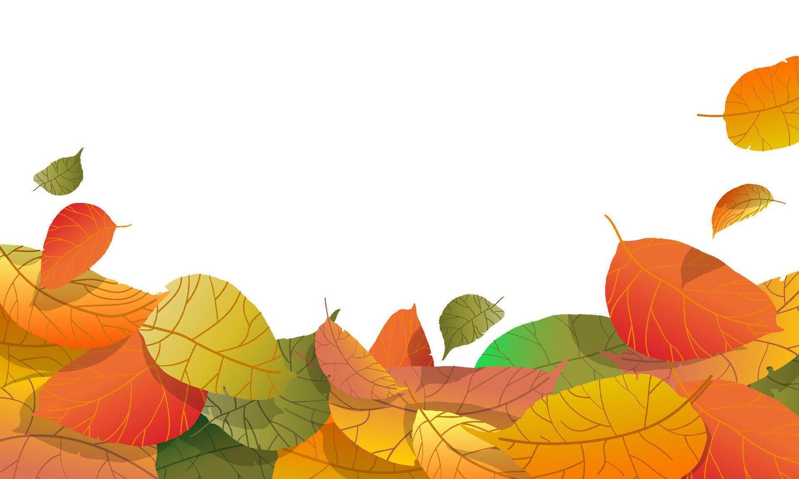 Autumn background with gradient tree leaves on white background. Autumn fallen tree leaves. Harvesting. vector