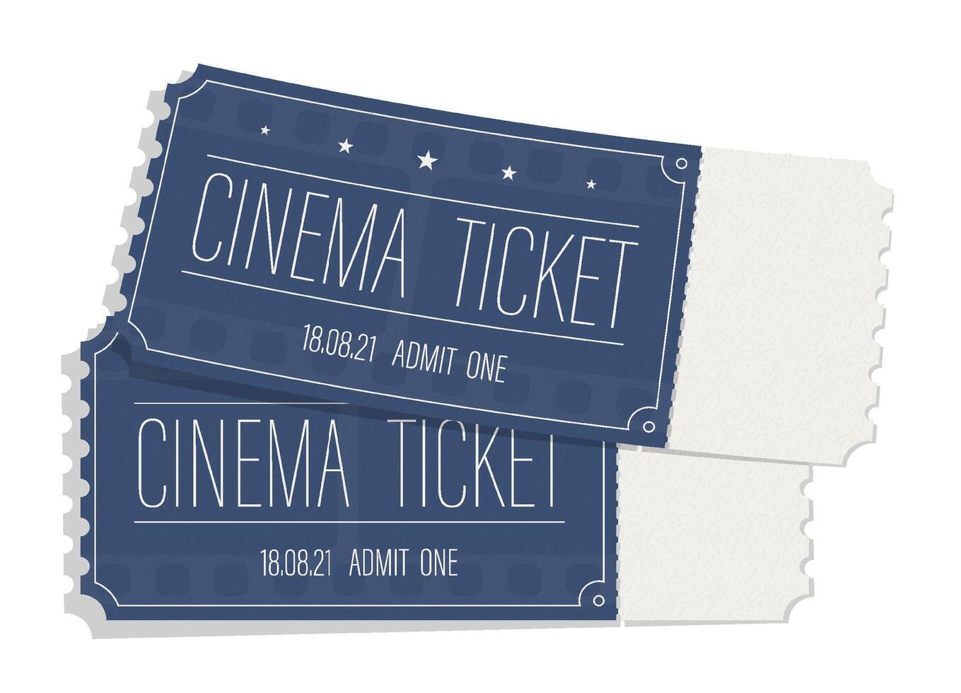 Realistic paper cinema Theater ticket. Perforated paper ticket for admission to cinema. isolated on white background vector