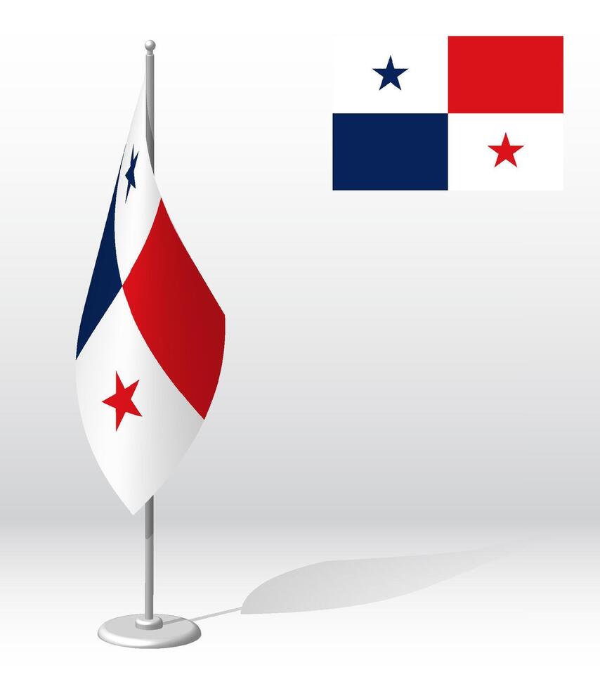 PANAMA flag on flagpole for registration of solemn event, meeting foreign guests. National independence day of PANAMA. Realistic 3D on white vector