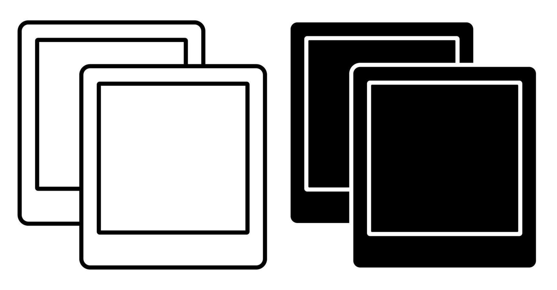 Linear icon. Couple of snapshots. Photos of significant events and attractions. Simple black and white on white background vector
