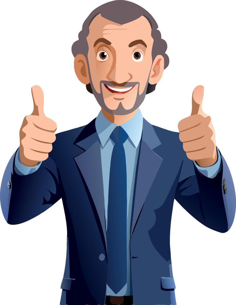 Smiling businessman showing thumbs up approving your project vector