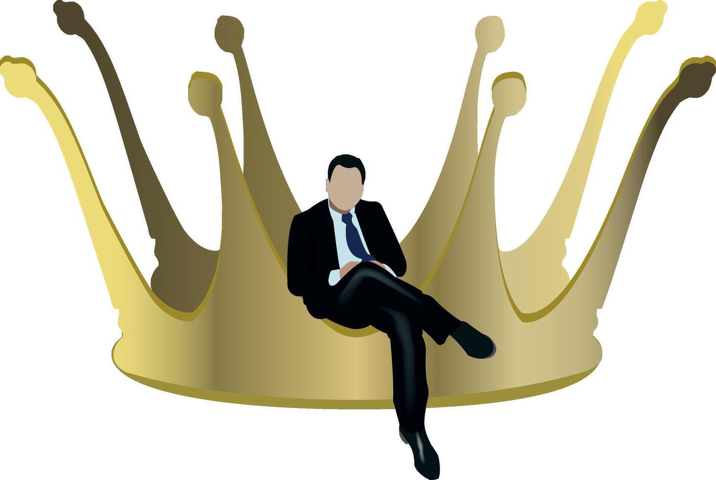 Businessman sitting on a golden crown like a king vector