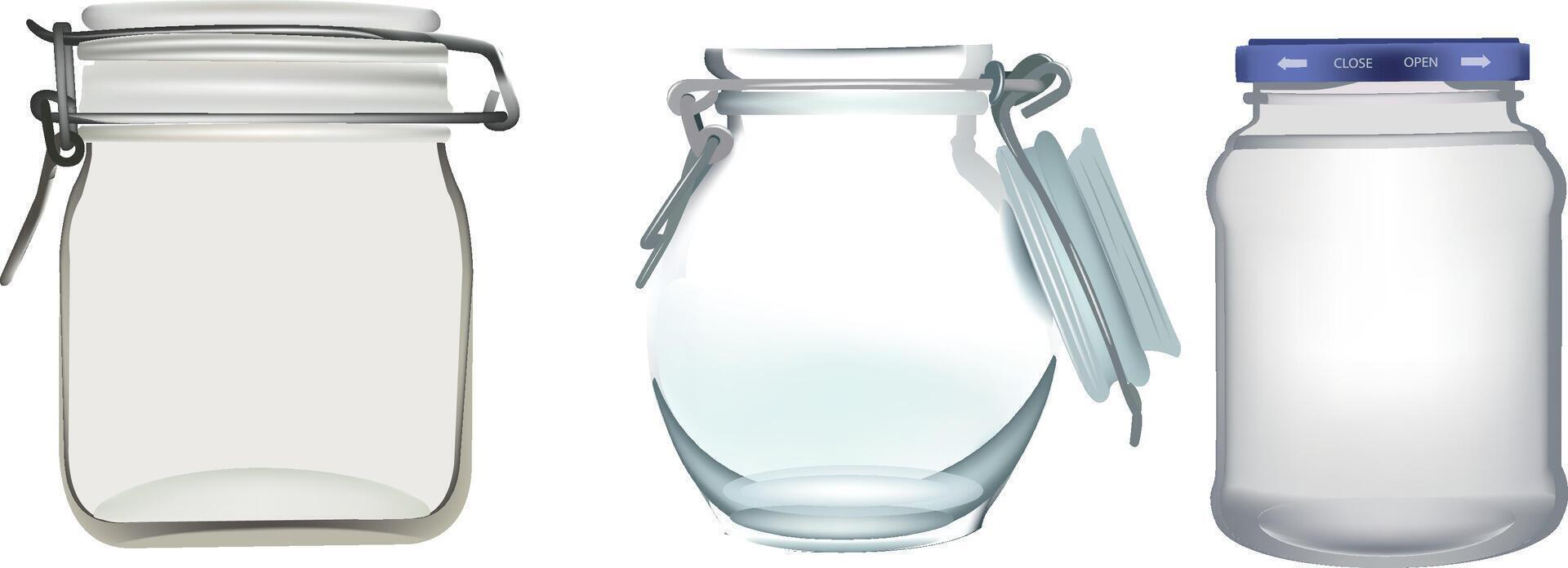 clear glass jar with airtight seal vector