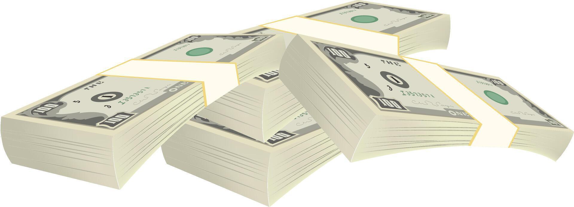 Pile of one hundred dollar bills forming an upward trend vector