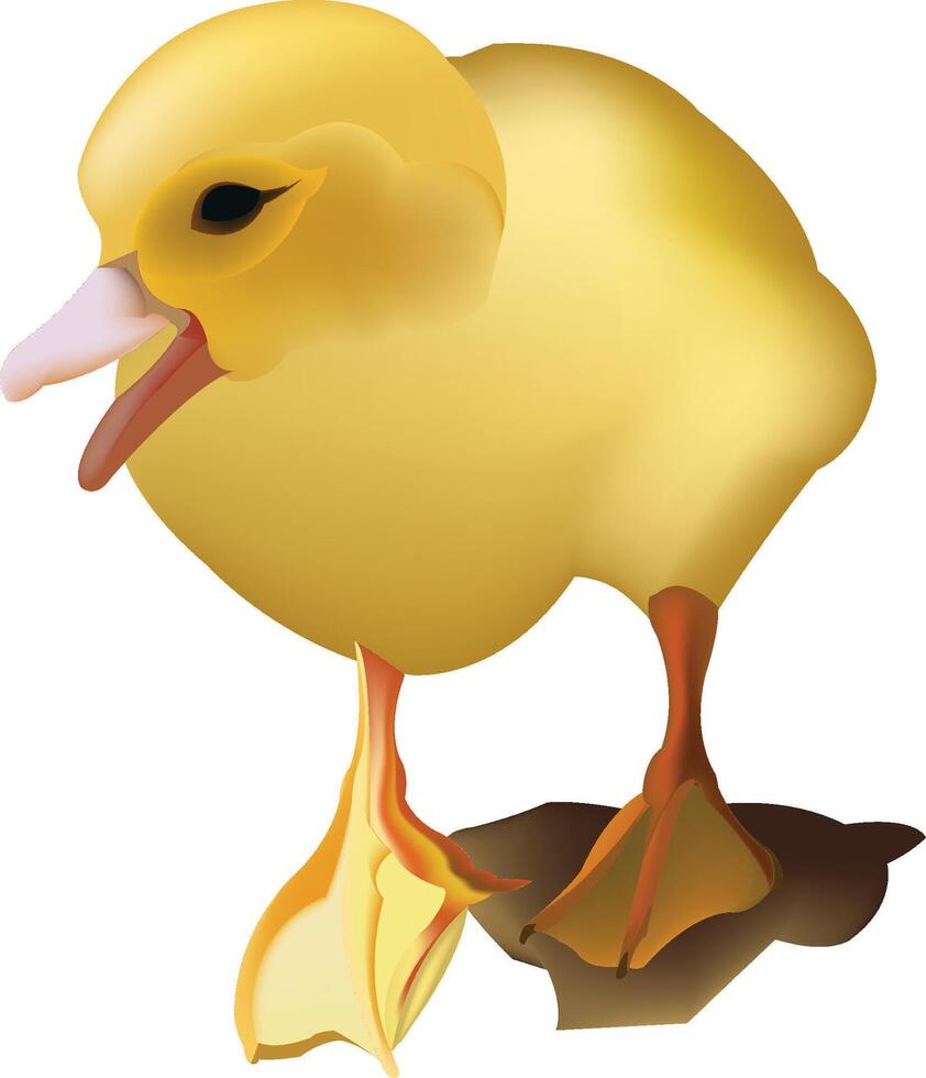 Vibrant digital art of a charming yellow duckling standing, perfect for children's media vector