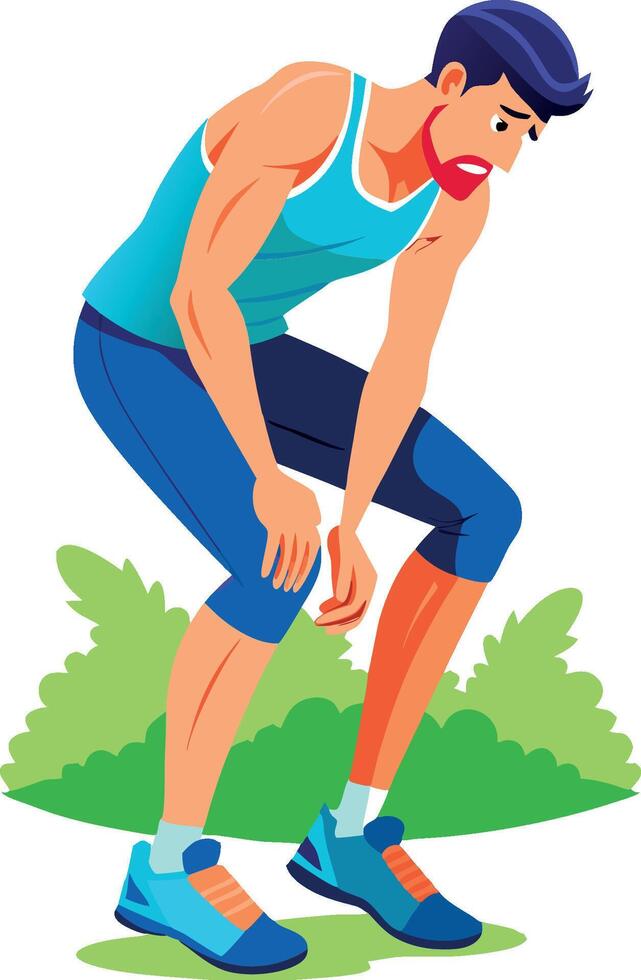 Young male runner suffering from a knee injury vector