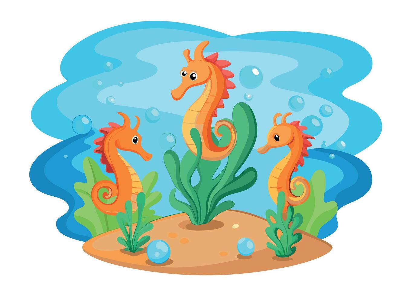 seahorses swimming in the ocean depths vector