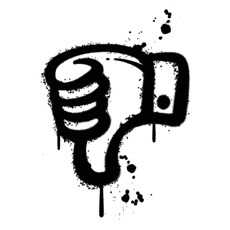 Black and White Graffiti Spray Painted dislike hand on white background vector