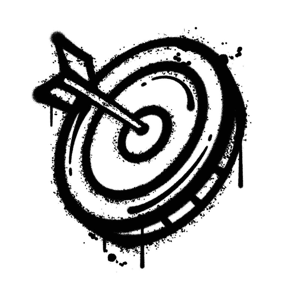 Black and White Graffiti Spray Painted dart board vector
