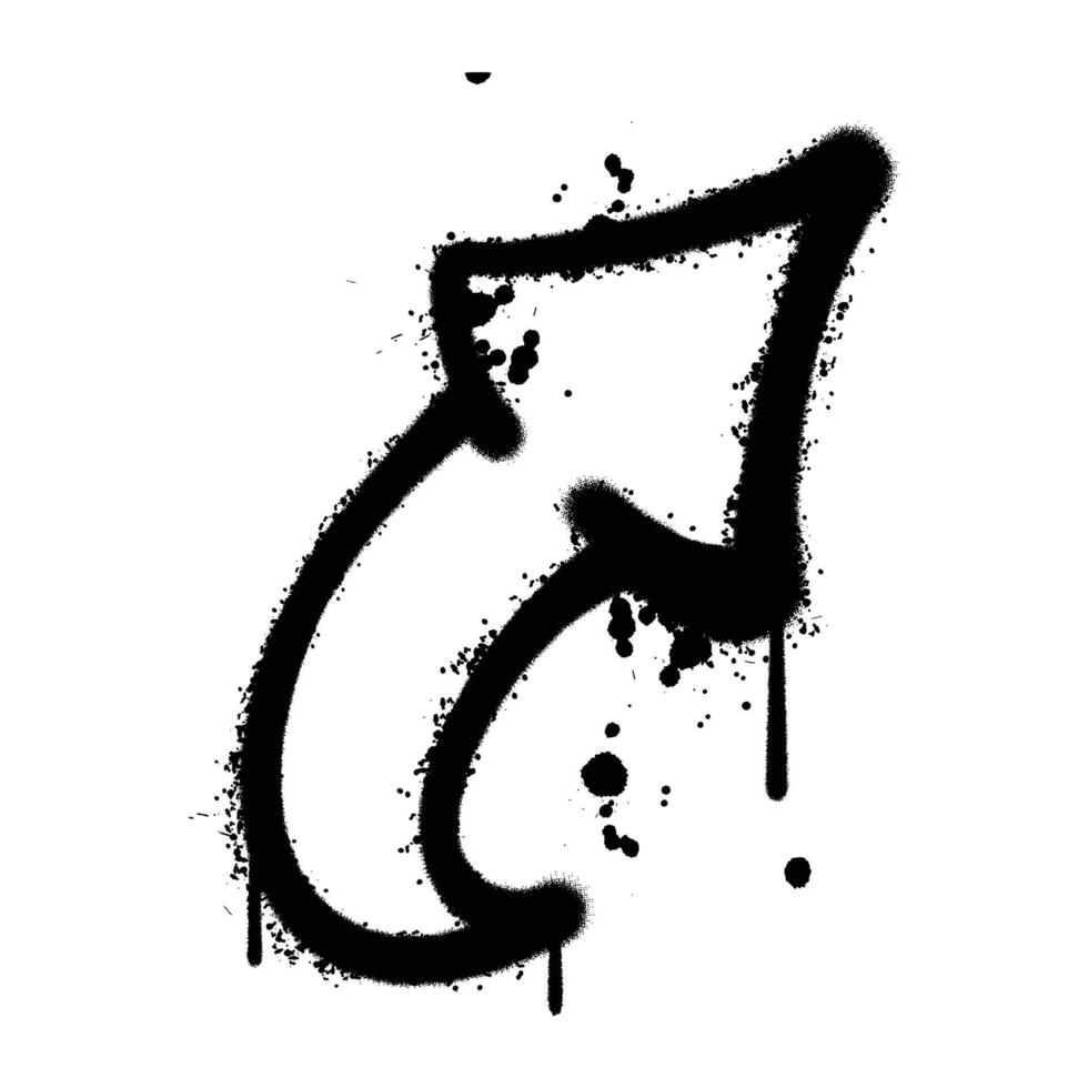 Black and White Graffiti Spray Painted arrow up icon on white background vector