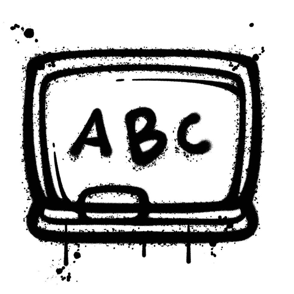 Black and White Graffiti Spray Painted whiteboard vector