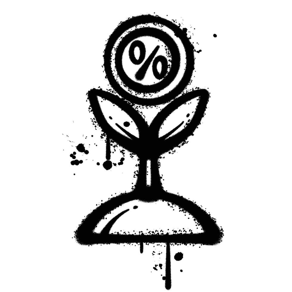 Black and White Graffiti Spray Painted interest rate on white background vector