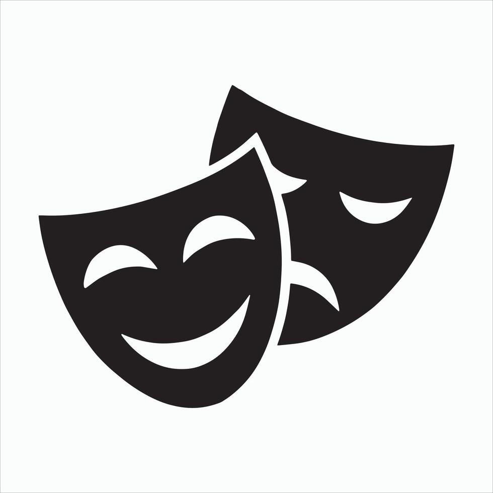 Theatrical masks icon illustration on white background vector